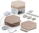 Nanoleaf | Elements Wood Look Hexagons Starter Kit (13 panels) | Cool White + Warm White