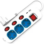 ROLINE 3-fach Steckdosenleiste mit Schalter, USB-Charger A+C, 1,5 m