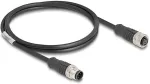 DELOCK M12 Kabel A-kodiert 8 Pin Stecker zu Buchse PVC 1 m