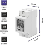 QOLTEC 50899 Single phase electronic energy consumption meter | 230 V | LCD | 2P | DIN rail