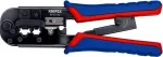 KNIPEX Crimpzange f&uuml;r Westernstecker 6/8-polig, SB RJ11/ RJ12, mit Ratsche, 975110SBExakter Crimpvorgang durch Parallelcrimpung,mit Zwangssperre, mit zus&auml;tzlicher Abisolierfunktion f&uuml;rRundkabel (97 51 10 SB)