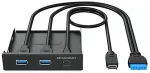 GRAUGEAR Multi Frontblende 3-Port USB-HUB, 1x USB-C,2x USB-A retail