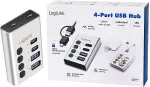 Logilink USB 3.1 Hub, 4-port , 2x USB-A, 2x USB-C, w/ switches, aluminum