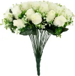 Home4you Kunstlill FLOWERLY H40cm 36tk roosid kimbus, valge