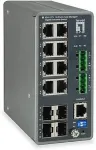 LevelOne IGU-1271 - Switch - L3 Lite - verwaltet - 8 x 10/100/1000 + 4 x Gigabit SFP - an DIN-Schiene montierbar - Gleichstrom