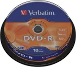 Toorikud VERBATIM 1x10 DVD-R 4,7GB 16x Speed, matt silver Cakebox