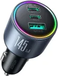 Joyroom auto laadija Mini, C+C+U, 145W koos Type-C kuni Type-C kaabliga 100W, Black (JR-CCN07)