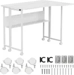 Maclean Folding Desk/Table, White, Mobile, 100x73 cm, max. 50 kg, Corner, L-Shaped, MC-126 L/W