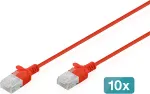 Digitus CAT6 U/UTP SLIM PA 10X5M RED 10X 5M LSZH AWG 32/7 RED