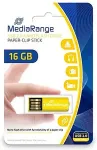 M&auml;lukaart MediaRange USB Nanostick 16GB m. Klammerfunktion kollane