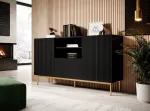 Cama MEBLE PAFOS chest of drawers on golden steel frame 150x40x90 cm matte black