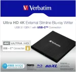 VERBATIM External slimline Blu-ray Writer, Blu-ray burner&nbsp;(black, USB 3.1 Gen 1 (type-C))