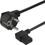 DELTACO Toitejuhe CEE 7/7 - C13 nurgeline, 3,0m, must