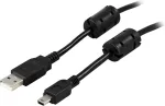 DELTACO USB 2.0 kaabel Type A Ha - Type Mini B Ha 2m, ferriits&uuml;damikud, vastus