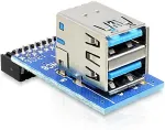 DELOCK Adapter USB 3.0 Pinheader Bu > 2x USB3.0-A Bu Vertikal