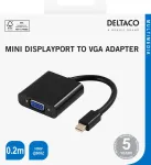 DELTACO mini DisplayPort kuni VGA-adapter, Full HD i 60Hz, 0,2m, svart