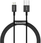 BASEUS Lightning Superior Series kaabel, kiire laadimine, andmed 2.4A, 1m Black (CALYS-A01)