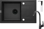 Deante Granite sink with 1-bowl faucet with drainer - with dispenser