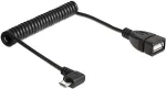 DELOCK - USB-Kabel - 5-polig Micro-USB Typ B (M) - USB Typ A, 4-polig (W) - 50cm (USB2.0 OTG) - aufgespult, 90-Grad-Anschluss (83354)