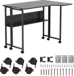 Maclean Folding Desk/Table, Black, Mobile, 100x73 cm, max. 50 kg, Angled, L-Shaped, MC-126 L/B
