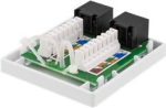 DELTACO Unshielded network socket, Surface UTP 2xRJ45, Cat6 white / VR-219