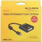 DELOCK - Videoadapter - Single Link - Mini DisplayPort (M) zu DVI-I (W) - DisplayPort 1,2 - 20cm - Daumenschrauben, 4K Unterst&uuml;tzung - Schwarz (62605)