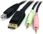 Startech .com DP4N1USB6, 1.83, Black, DisplayPort, USB A, 2 x 3.5mm, DisplayPort, USB B, 2 x 3.5mm, Male/Male, 313.00