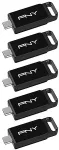 M&auml;lukaart PNY Technologies USB-Stick 64GB PNY Elite USB 3.2 TYPE-C 5-Pack retail retail