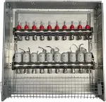 NONAME Heating Manifold 10 Loops with Thermal Actuators NC AC230V and Flow Meters