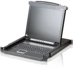 Aten Arbeitskonsole 43 cm (17) ( TFT Konsole, Rackmaster ), PS/2 und USB, deutsches Layout Tastatur mit 43,20cm (17) LCD-Bildschirm zum Einbau im 48,30cm (19) Schrank