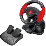 Joystick Xlyne EG103 Gaming Controller Black, Red Steering wheel Digital PC, Playstation 2, Playstation 3
