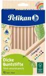 Pelikan v&auml;rvipliiats Jumbo, j&auml;me, kolmnurkne, 12 v&auml;rvi, puidust korpus