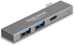 DELOCK 3 Port Slim USB Hub mit USB Type-C zu 1 x USB 5 Gbps USB Type-C + 2 x USB 5 Gbps Typ-A