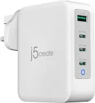 J5CREATE 130W GAN USB-C 4-PORT CHARGER - UK WHITE GREY
