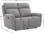 Home4you Diivan MAREN 2-kohaline manuaalne recliner 150x90xH104cm, hall