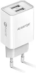 ALIGATOR Smart mains charger 2.4A, 2xUSB, smart IC, white, USB-C cable