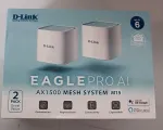 D-Link SALE OUT. M15-2 EAGLE PRO AI AX1500 Mesh System D-Link EAGLE PRO AI AX1500 Mesh System M15-2 (2-pack) 802.11ax 1200+300 Mbit/s 10/100/1000 Mbit/s Ethernet LAN (RJ-45) ports 1 Mesh Support Yes MU-MiMO Yes No mobile broadband Antenna type 2 x 2. ...