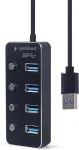 GEMBIRD HUB USB black 4xUSB3.1 switches on/off