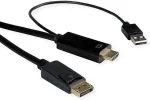 ROLINE 11.04.5992 video cable adapter 2 m HDMI + USB DisplayPort Black