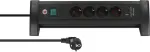 Brennenstuhl Premium Office Line 4-way power strip, 2x USB, for the desk, black, 1.8 meter cable, USB-A, USB-C, with safety switch