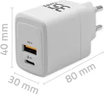 QOLTEC GaN 35W charger 5V 20V 1.5A 3A,1xUSB C PD,1xUS