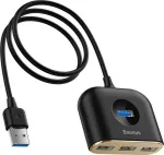 BASEUS ruudukujuline &uuml;mmargune USB-adapter USB 3.0 / 3x USB 2.0 / 1m