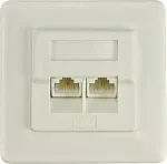 DELTACO Unscreened wall socket for mounting in device case, 2xRJ45, Krone terminal, UTP, Cat6 white / VR-127
