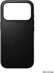 NOMAD &Uuml;mbris Modern Leather, Apple iPhone 18 Pro / iPhone 17 Pro, must, naturaalsest nahast, MagSafe &uuml;hilduv,