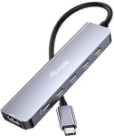 EQUIP Adapter USB-C->HDMI/3xUSB-C/USB PD 4K/ 60Hz 0.25m Alu.