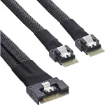 INLINE 27649B Kabel SlimSAS x8 (STR) SFF8654 auf 2x SlimSAS x4 (STR) SFF8654 24G 75cm