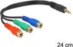 DELOCK Videokabel - Component Video - RCA x 3 0,24m Black