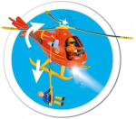 Simba-Dickie Simba Fireman Sam Helicopter Wallaby, Toy Vehicle (Orange/Yellow, Includes Figure)