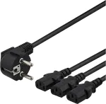 DELTACO device-Y kaabel, 3-suunaline CEE 7 / 7-3xIEC C13, 1m + 2m, must