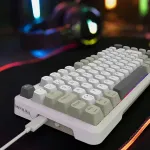Klaviatuur INCA Gaming Tastatur RGB/GraySwitch/USB-C/BT 2.00m wei&szlig;